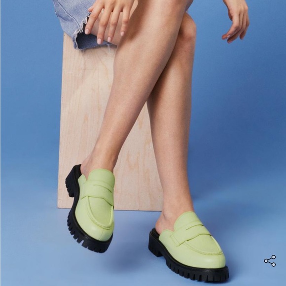 Nasty Gal Shoes - Nasty Gal LEATHER Cleated Penny Loafers Mules size 38